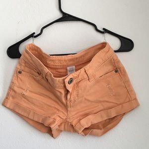 Orange jean shorts